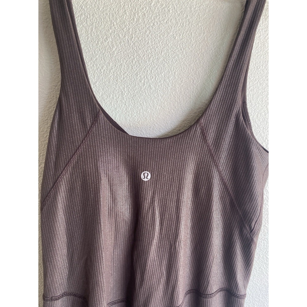 Lululemon Align Ribbed Bodysuit 25" Shine Espresso Radiate Foil Size 8 - Picture 4 of 7